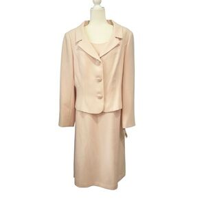 Talbots Vtg set dress & jacket women’s size 18 baby blush pink office siren new